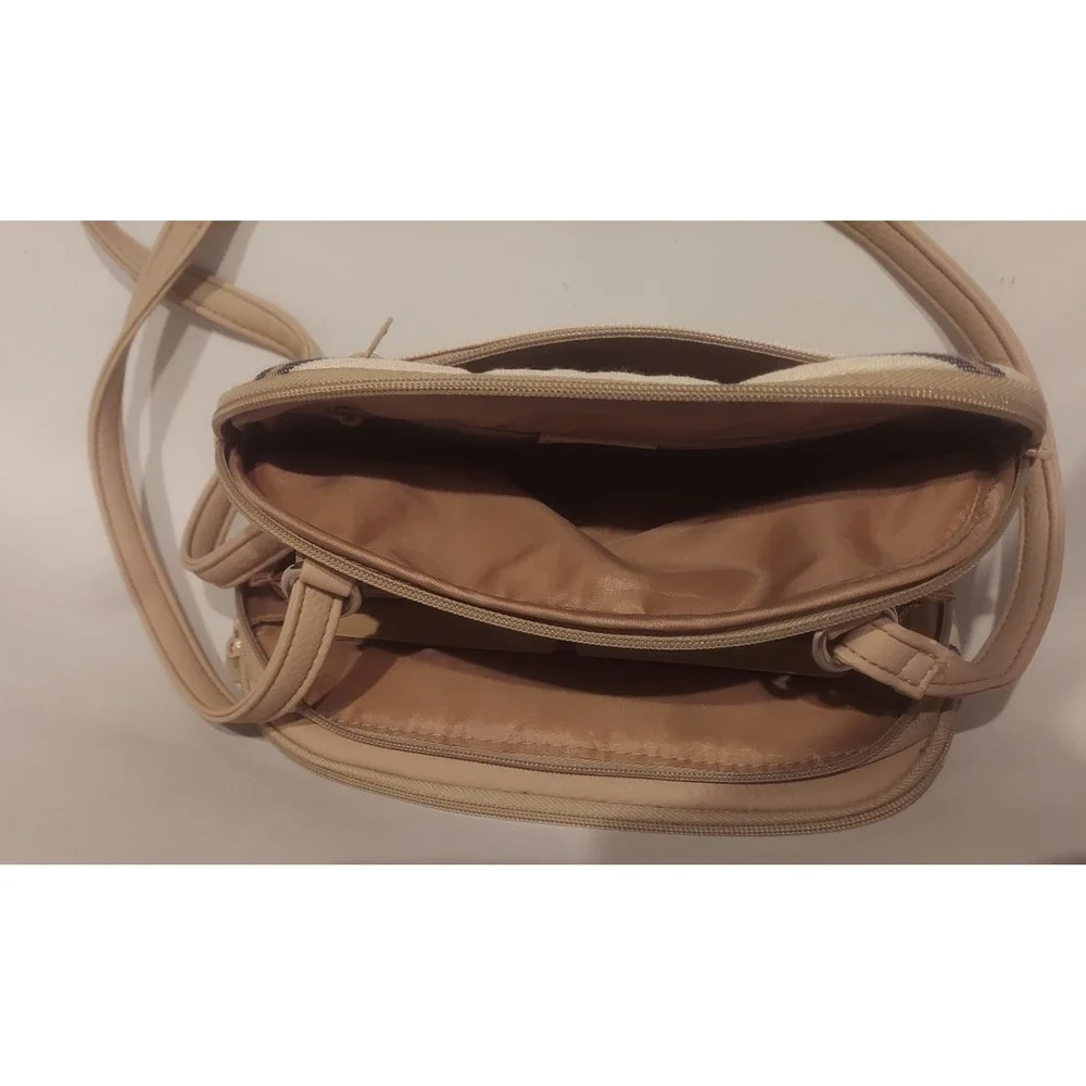 MultiSac Womens Blue Cream Tan Stripe Dynamic Mini Crossbody Bag NWT